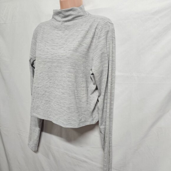Lululemon All Aligned Mock Neck Long Sleeve Shirt Women Size 14 Gray Pinstriped - Picture 10 of 11